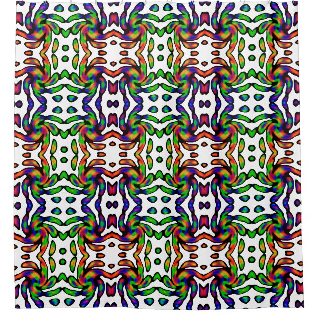 Vibrant Bright Colourful Pattern Shower Curtain (Front)