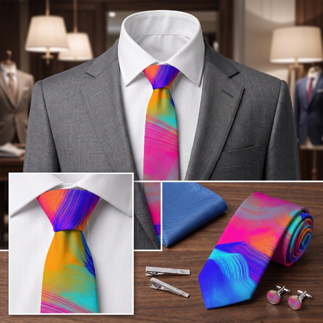 Vibrant Brushstroke Abstract Colourful Painter Tie (Creator Uploaded)