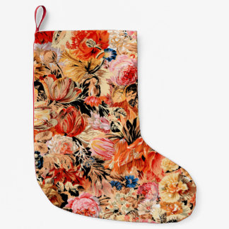 Vibrant Brushstroke Flowers: Dynamic Background Small Christmas Stocking