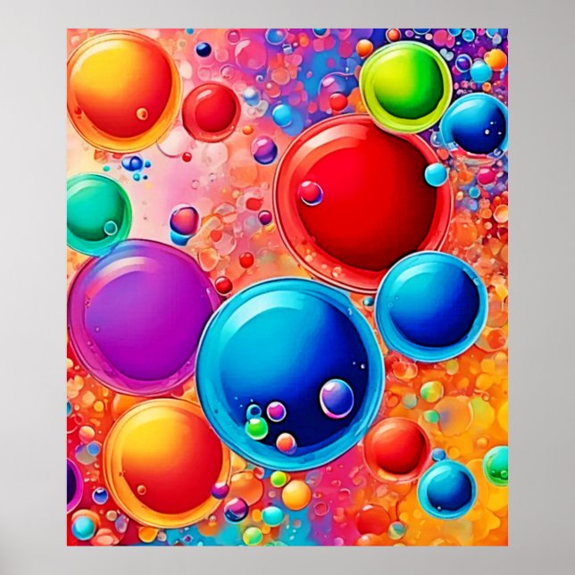 Vibrant Bubble Burst Art Poster (Front)