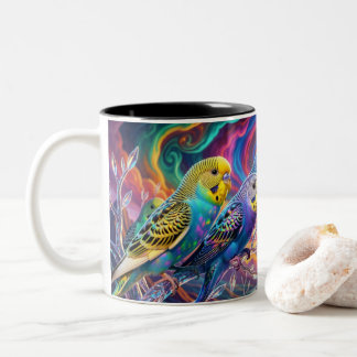 Vibrant Budgies Print, Value (Semi-Gloss) Two-Tone Coffee Mug