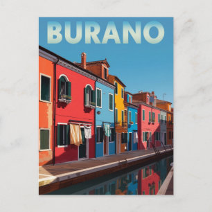 Vibrant Burano Island Italy Postcard