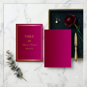 Vibrant Burgundy Floral Wedding Table Number Card