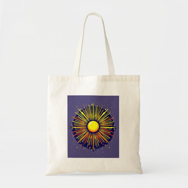 Vibrant Burst Celestial Sun Illustration  Tote Bag (Front)