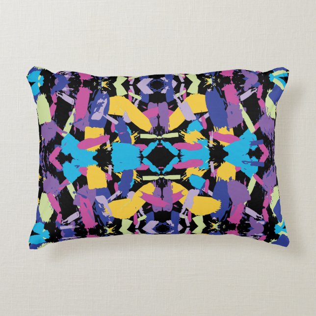 Vibrant Burst: Random Colour Splashes Decorative Cushion (Front)