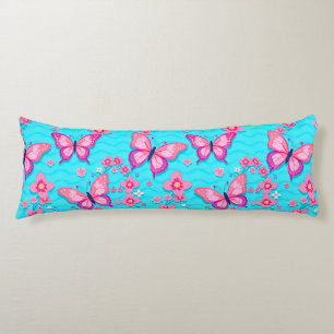 Vibrant Butterflies and Flowers Design Body Cushion