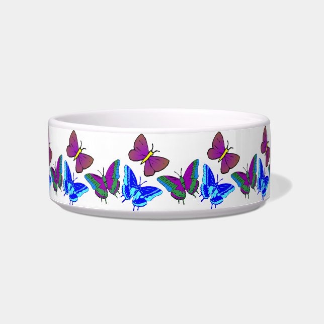Vibrant Butterflies Dog Bowl (Front)