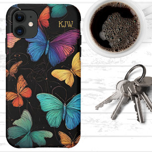 Vibrant Butterflies Monogram  Case-Mate iPhone Case