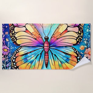 Vibrant Butterfly Art Beach Towel
