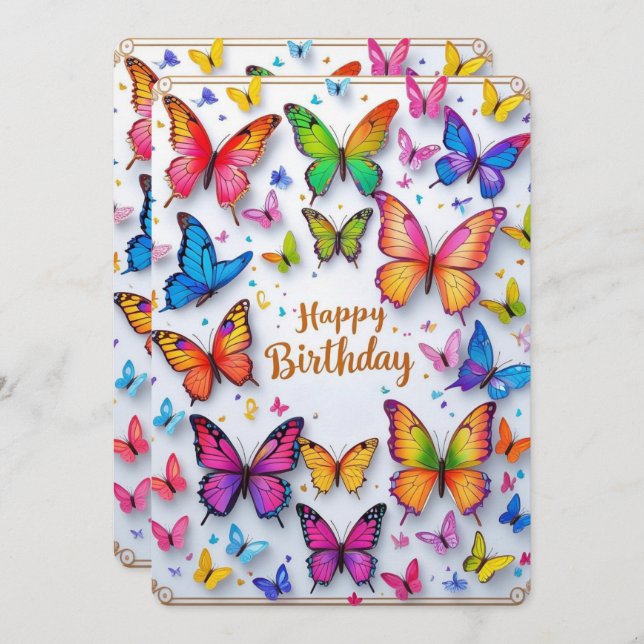 Vibrant Butterfly Birthday Card (Front/Back)