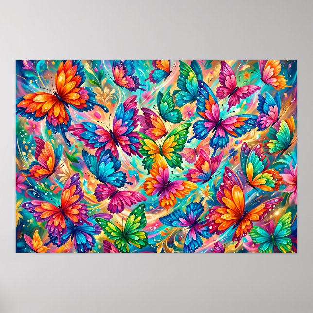 Vibrant Butterfly Dreamscape – Tropical Boho Poster (Front)