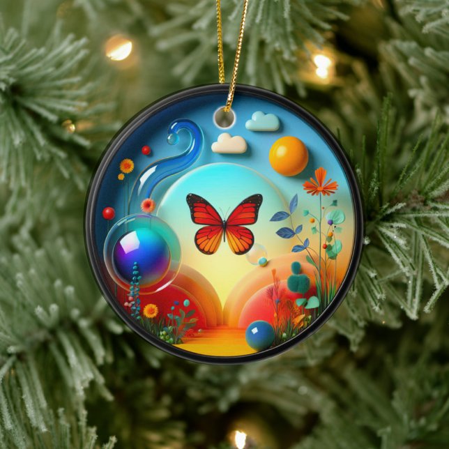 Vibrant Butterfly Fantasy Garden Ceramic Tree Decoration (Creator Uploaded)