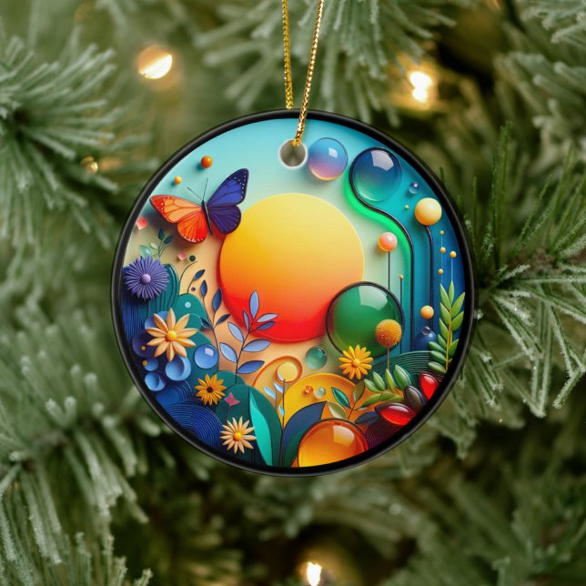 Vibrant Butterfly Fantasy Garden Ceramic Tree Decoration (Creator Uploaded)