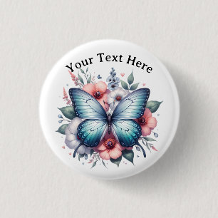 Vibrant Butterfly Floral Bouquet Art-96283 3 Cm Round Badge