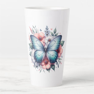 Vibrant Butterfly Floral Bouquet Art-96283 Latte Mug