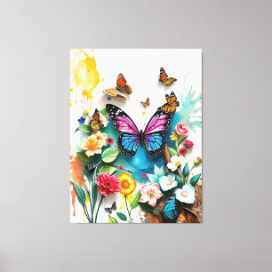 Vibrant Butterfly Garden Inspired Spring Design Canvas Print