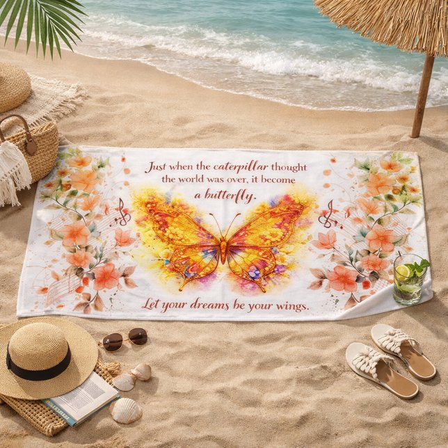 Vibrant Butterfly Inspirational Beach Towel  (Creator Uploaded)