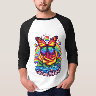 Vibrant Butterfly Perched on Colourful Rose T-Shirt