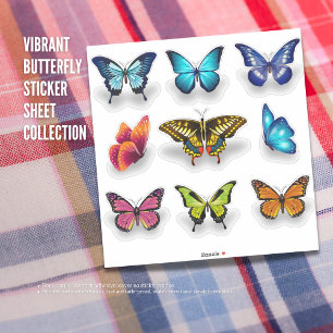 Vibrant Butterfly Sticker Sheet Collection