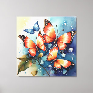 Vibrant Butterfly Watercolor Artistic  Canvas Print