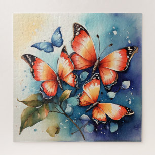 Vibrant Butterfly Watercolor Artistic Jigsaw Puzzle