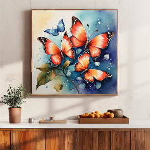 Vibrant Butterfly Watercolor Artistic  Poster
