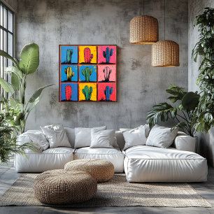 Vibrant Cactus Pop Art Print for a Playful Touch