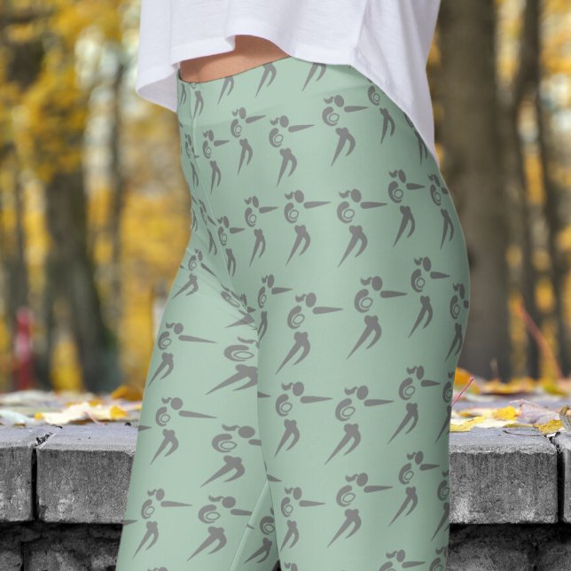 Vibrant Cambridge Blue Womens Rugby Pattern Leggings (Womens Rugby on Cambridge Blue Leggings)