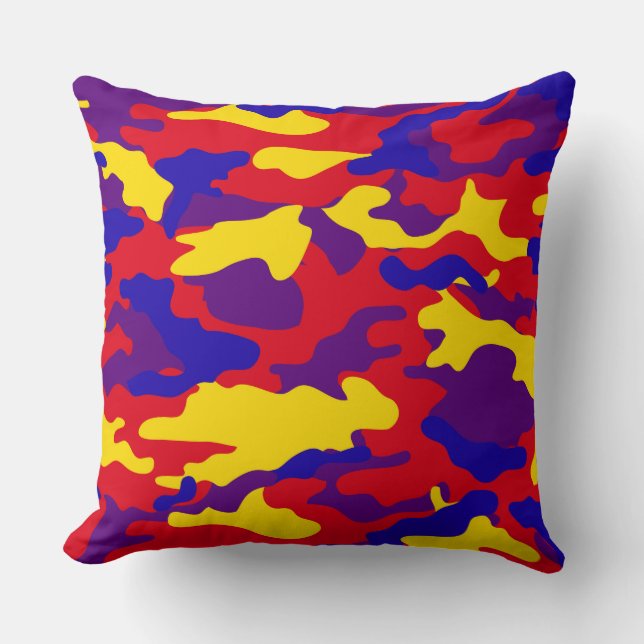 Vibrant Camouflage Throw Pillows (Front)