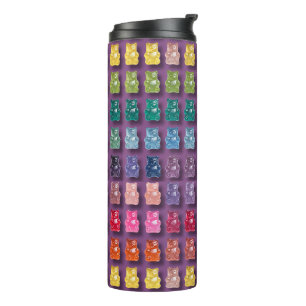 Vibrant Candy Pattern   Rainbow Gummy Bear Thermal Tumbler