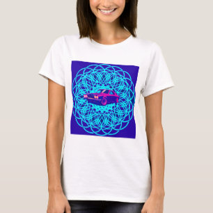 Vibrant Car Centered in Geometric Mandala T-Shirt
