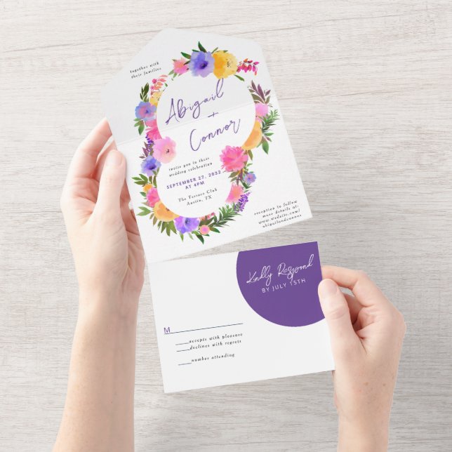 Vibrant Casual Magenta Violet Yellow All In One In All In One Invitation (Tearaway)