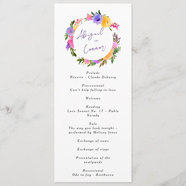 Vibrant Casual Magenta Violet Yellow Programme (Front)