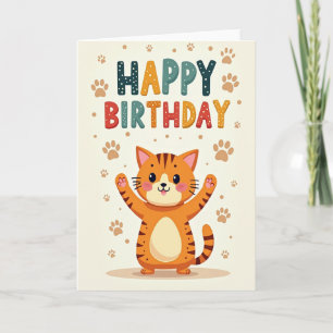Vibrant Cat Birthday Card