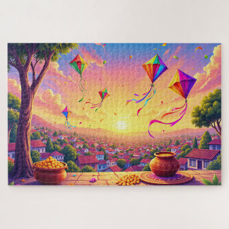 Vibrant celebration of festival with kites jigsaw puzzle