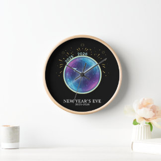 Vibrant Celestial Clock New Year's Eve 2026 Party
