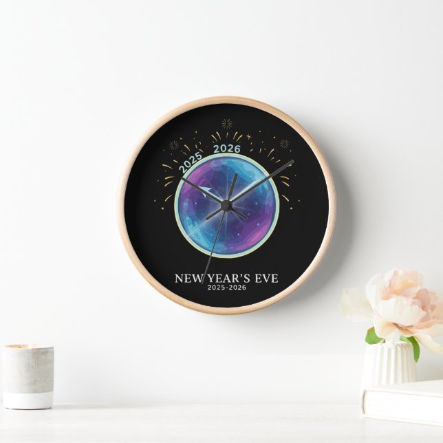 Vibrant Celestial Clock New Year's Eve 2026 Party (Home)