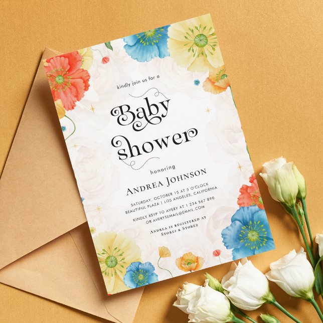 Vibrant Celestial Floral Garden Boho Baby Shower Invitation (Creator Uploaded)