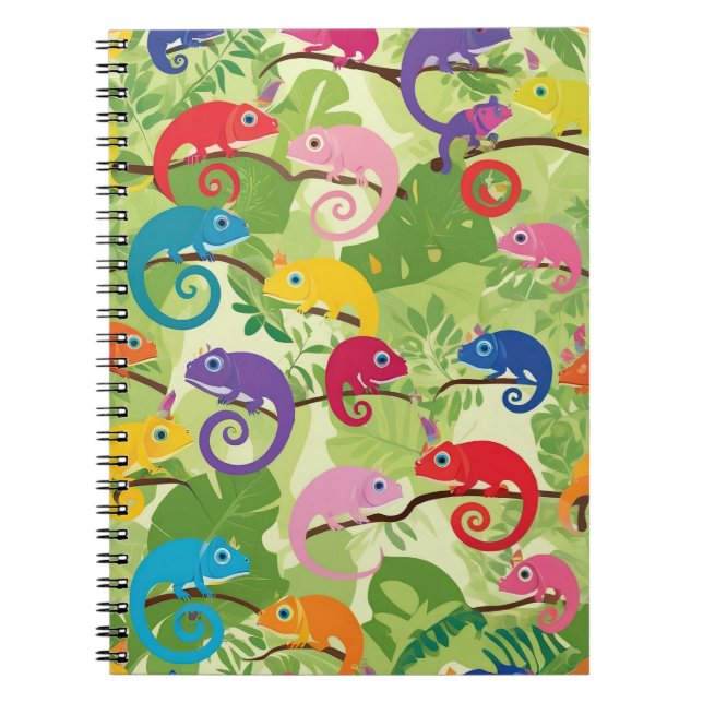 Vibrant Chameleon-Inspired Custom Notebook (Front)