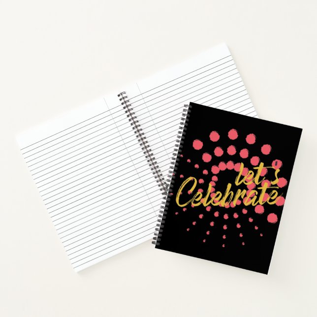 Vibrant, cheerful, fun design of "Let's Celebrate" Notebook (Inside)