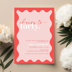 Vibrant Cheers to Forty 40th Birthday Party Invitation