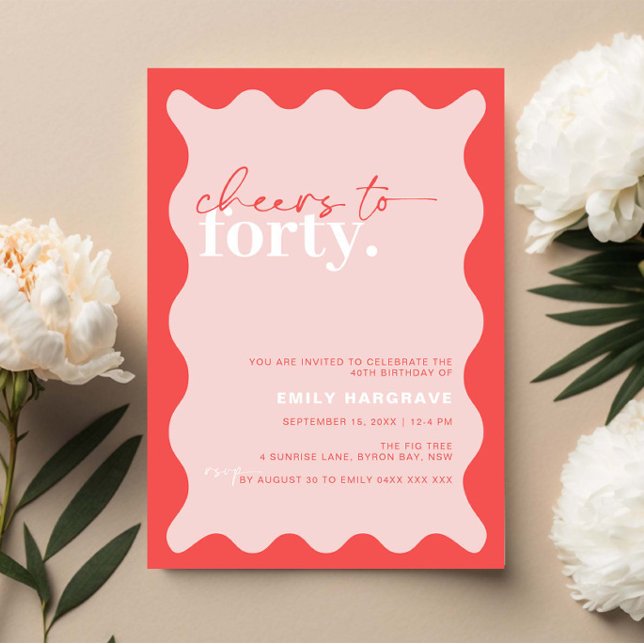 Vibrant Cheers to Forty 40th Birthday Party Invitation (Creator Uploaded)