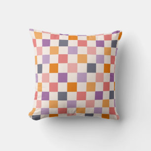 Vibrant Chequerboard Pattern Cushion