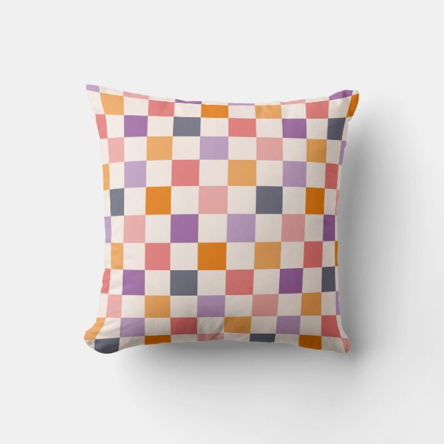 Vibrant Chequerboard Pattern Cushion (Front)
