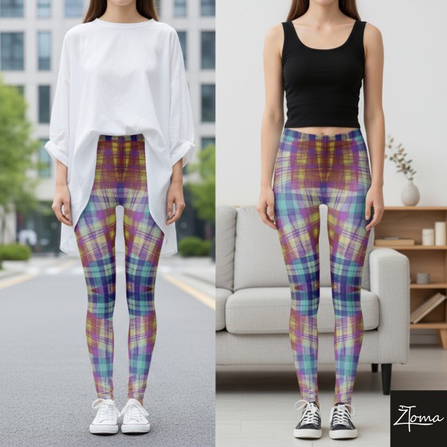 Vibrant Chequered Comfort Leggings (Creator Uploaded)