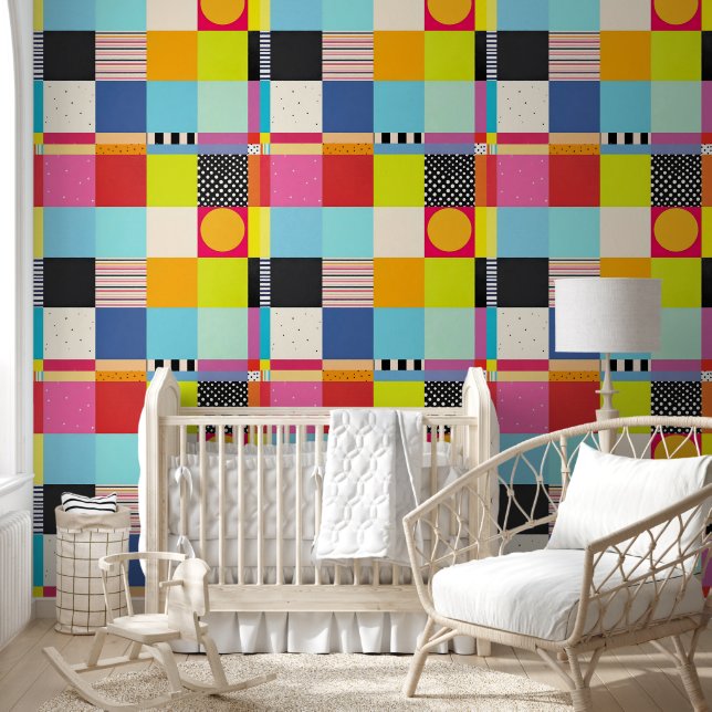 Vibrant Chequered Vibes: A Burst of Colour for You Wallpaper (Kids)