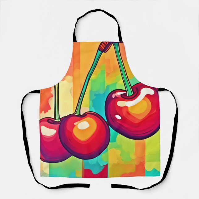 Vibrant Cherry Art Apron (Front)