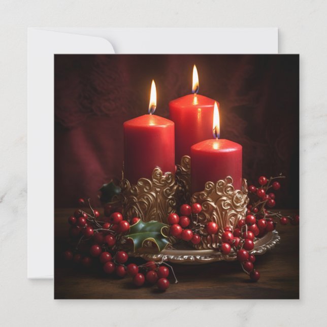 Vibrant Christmas candle holiday greeting card (Front)