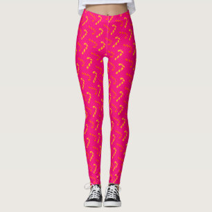 Vibrant Christmas Candy Canes Pattern Leggings