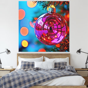 Vibrant Christmas Ornament Sparkle Design Canvas Print